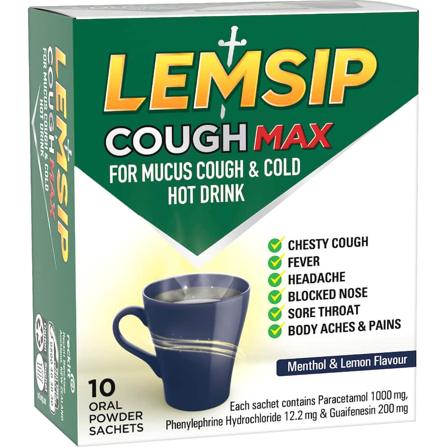 Lemsip Cough Max Cough & Cold Hot Drink Menthol Sachets 10pack