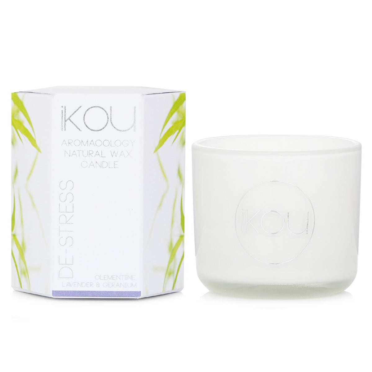 iKOU - Eco-Luxury Aromacology Natural Wax Candle Glass - De-Stress (Lavender & G