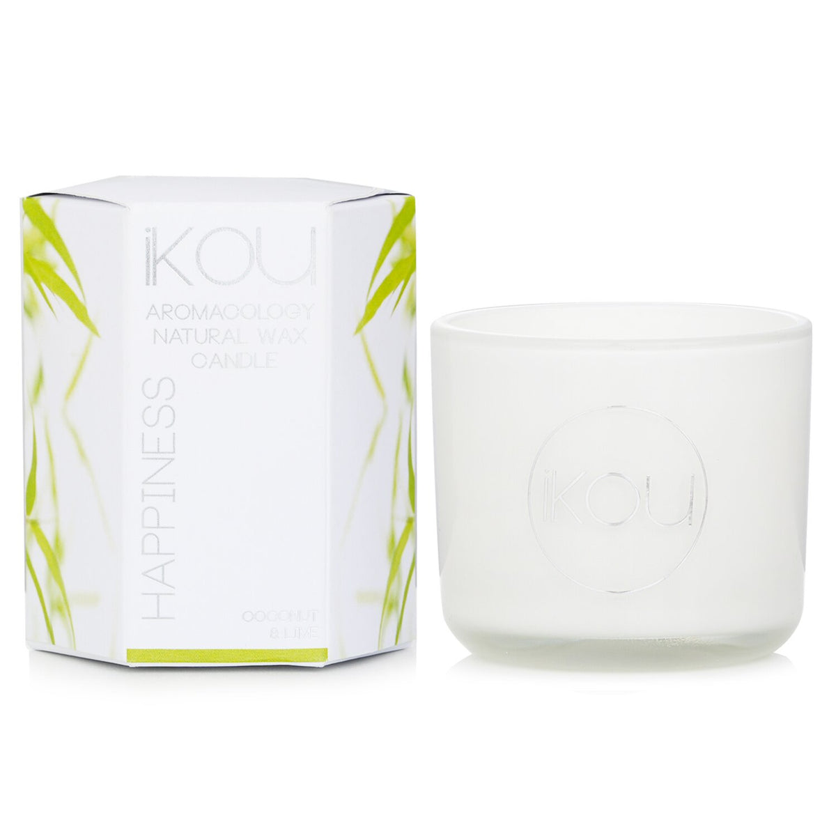 iKOU - Eco-Luxury Aromacology Natural Wax Candle Glass - Happiness (Coconut & Li