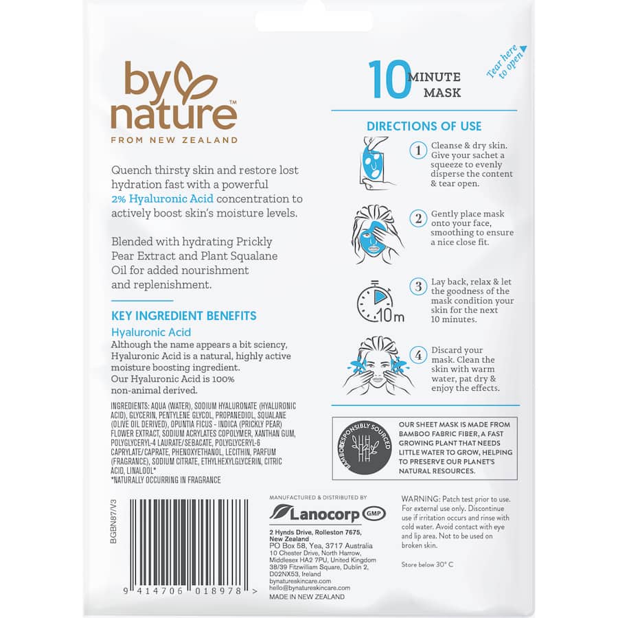 By Nature Face Mask 2% Hyaluronic Acid 20g