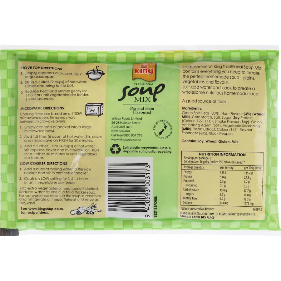 King Soup Mix Pea And Ham Pkt 210g