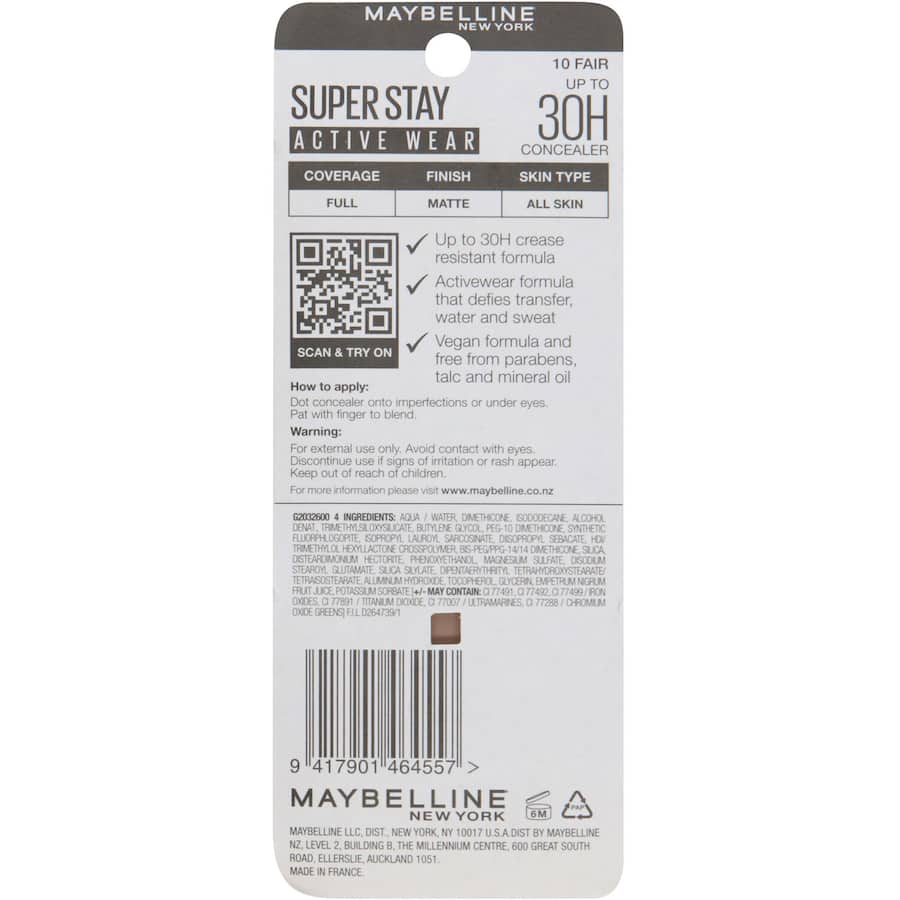 Maybelline Active Wear Concealer Super Stay Fair 10mL