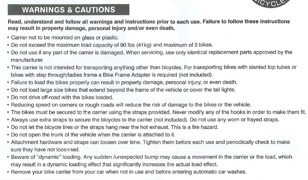 Bicycle Carrier - Trunk Mount Type 3-Bikes #32513