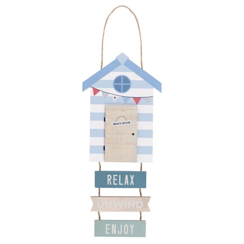 Relax Unwind Enjoy Beach Hut Hanging MDF Sign