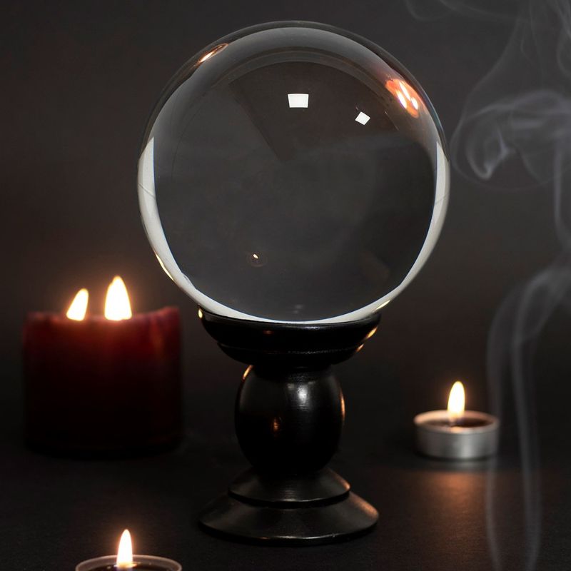 Clear Large Crystal Ball on Wooden Stand 130mm