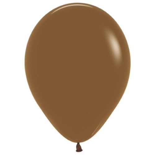 Pack of 50 Sempertex 30cm coffee brown latex balloons, perfect for elegant celebrations and rustic-themed decor.