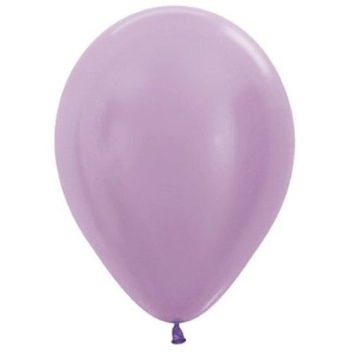 Pack of 50 satin pearl lilac latex balloons, perfect for elegant celebrations and themed parties.
