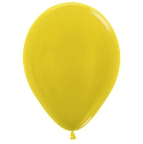 Sempertex 30cm Metallic Yellow Latex Balloons - Pack of 50
