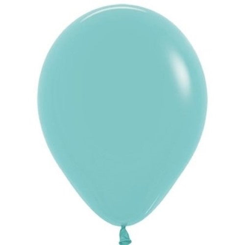Pack of 50 Sempertex aquamarine green latex balloons, perfect for vibrant party décor and easy to inflate.