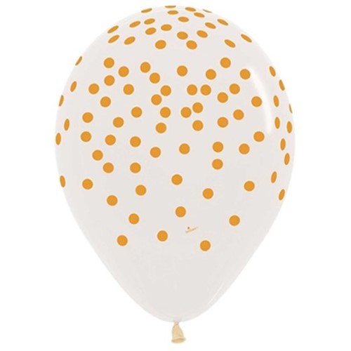 Sempertex 30cm Gold Confetti on Crystal Clear Latex Balloons- Pack of 25