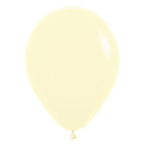 Pack of 50 Sempertex 30cm pastel matte yellow latex balloons, perfect for elevating celebrations and decorations.