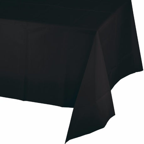 Elegant Black Velvet Plastic Tablecover, 137cm x 274cm, perfect for stylish events and easy cleanup.