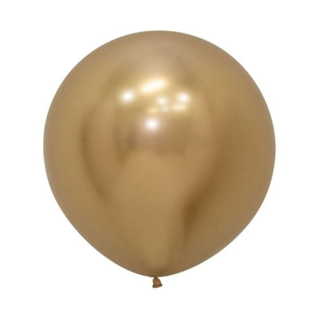 Pack of 3 Sempertex 60cm metallic reflex gold latex balloons, perfect for elegant celebrations and eye-catching décor.