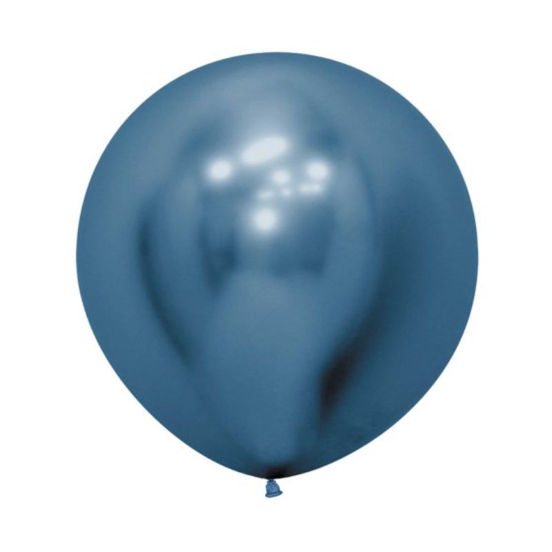 Set of 3 Sempertex 60cm Metallic Reflex Blue Balloons, perfect for elegant celebrations and decorative flair.