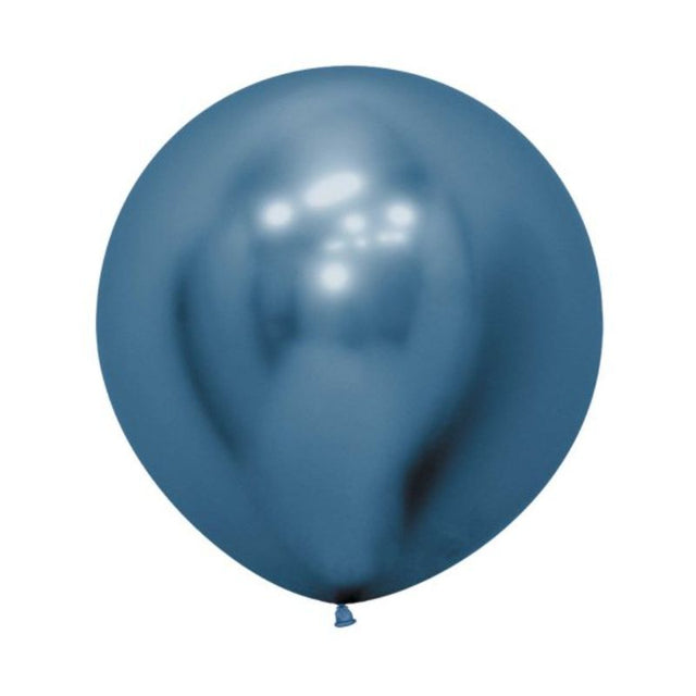 Set of 3 Sempertex 60cm Metallic Reflex Blue Balloons, perfect for elegant celebrations and decorative flair.