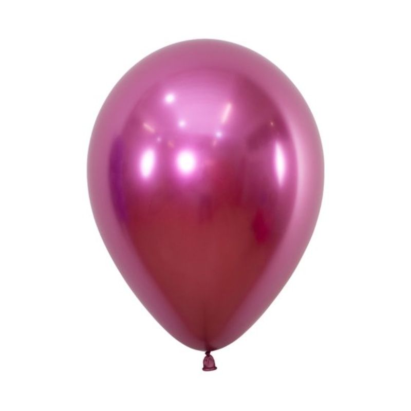 Set of 50 vibrant 30cm metallic fuchsia latex balloons for festive celebrations and decorations.