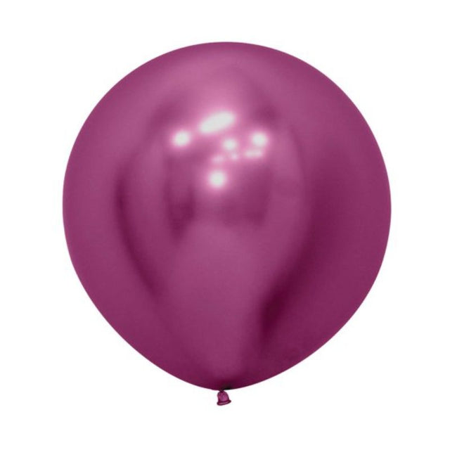 Set of 3 Sempertex 60cm Metallic Reflex Fuchsia Latex Balloons, perfect for vibrant party decor and celebrations.