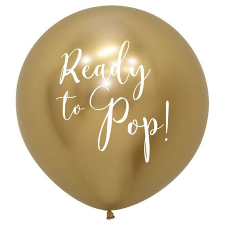 60cm Reflex Gold Latex Balloon by Sempertex, perfect for festive occasions like parties and gender reveals.