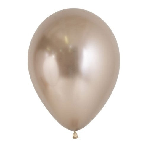 Pack of 100 Sempertex 30cm metallic champagne latex balloons, perfect for elegant celebrations and versatile decor.