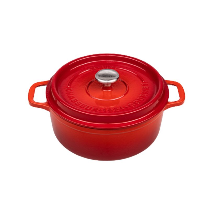 CHASSEUR - Gourmet Round French Oven 28cm/6.1 Litre, Cast Iron, Crimson