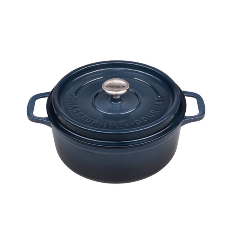 CHASSEUR - Gourmet Round French Oven 24cm/4 Litre, Cast Iron, Midnight Blue