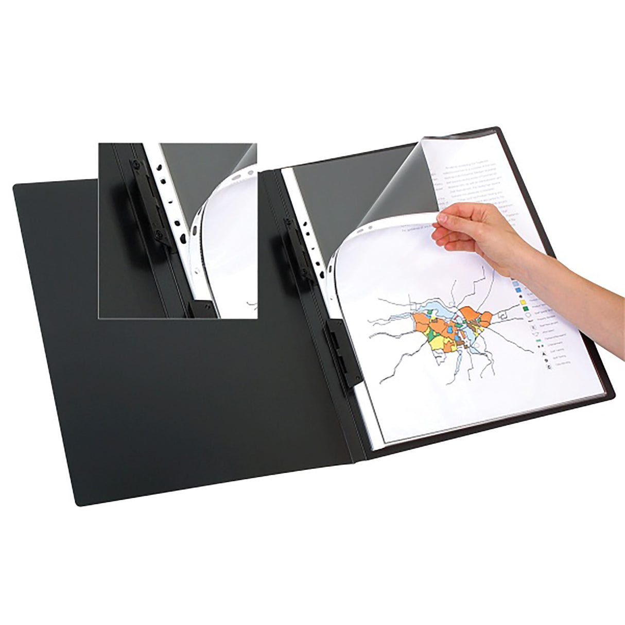 Marbig Refillable A3 Display Book with 20 pockets and black cover for elegant document organization.
