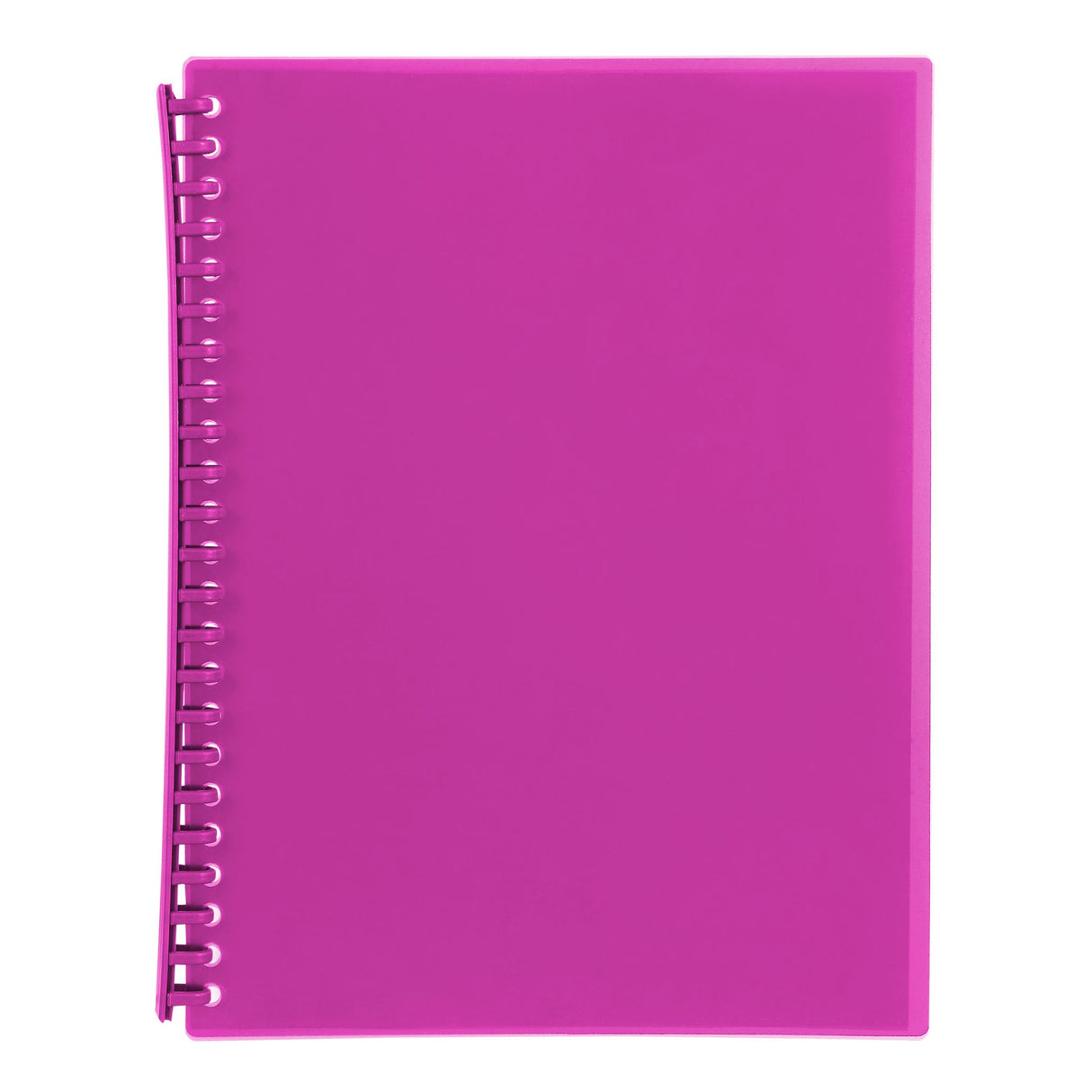 Pack of 10 vibrant pink refillable display books with 20 clear pockets each for stylish document organization.