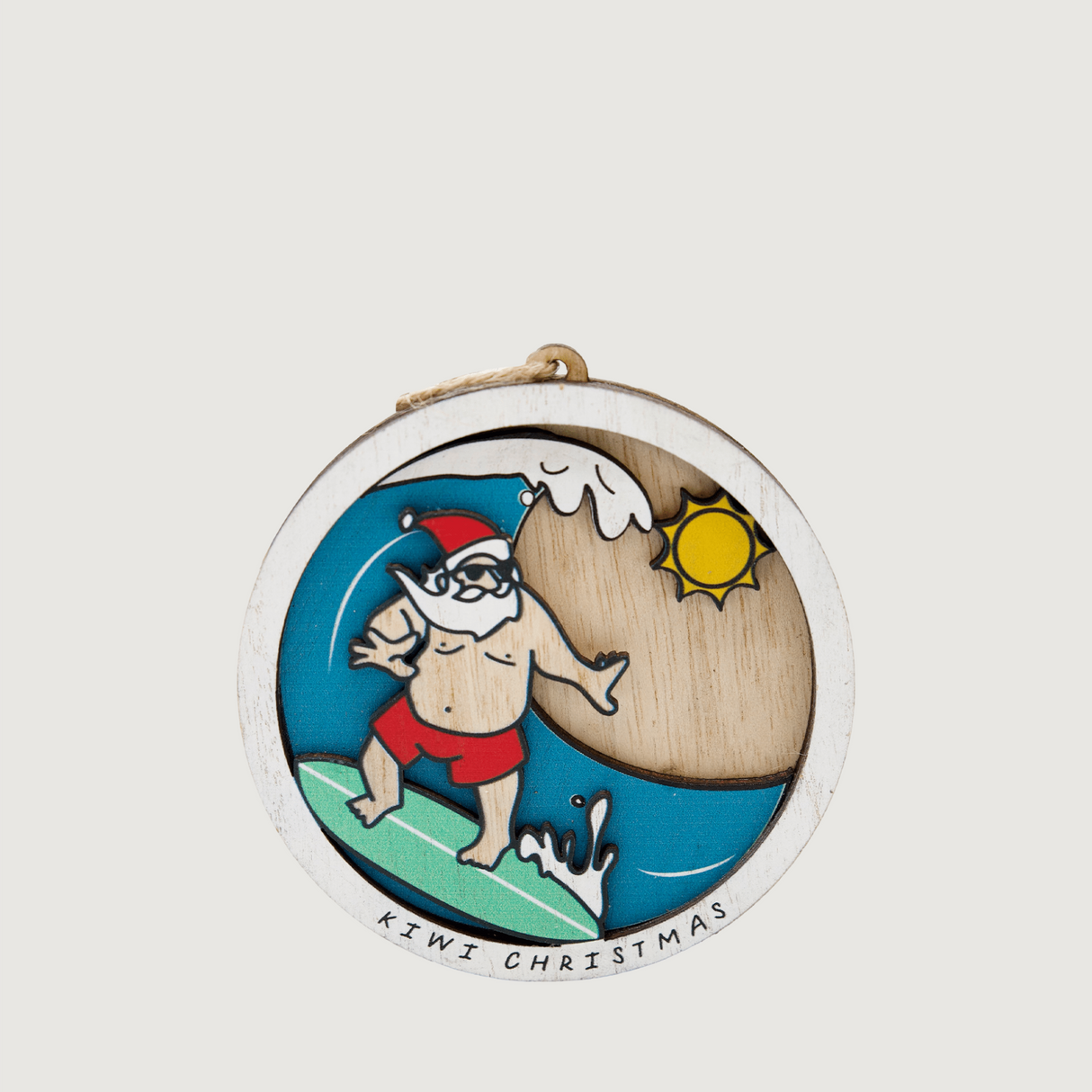 Moana Road - Kiwiana Christmas Decorations - Surfing Santa - Set of 5