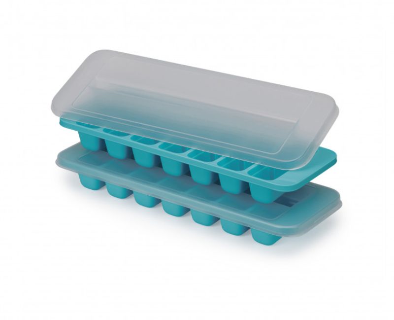 Joseph Joseph Flow Easy-fill Ice-cube Tray - 2 pack; linked cavities for easy filling, stackable lid, 14 cube capacity.
