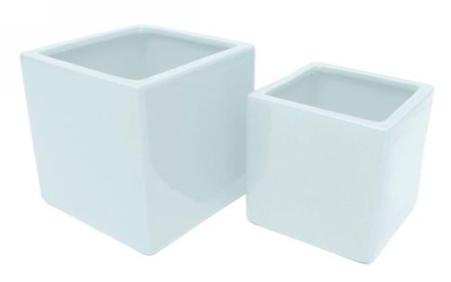Ceramic Cube Set of 2 White