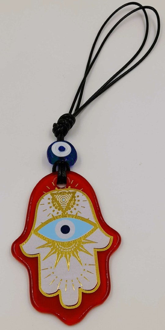 Wall Hanging - Turkish Glass Hamsa with Evil Eye (Set of 3 Assorted)