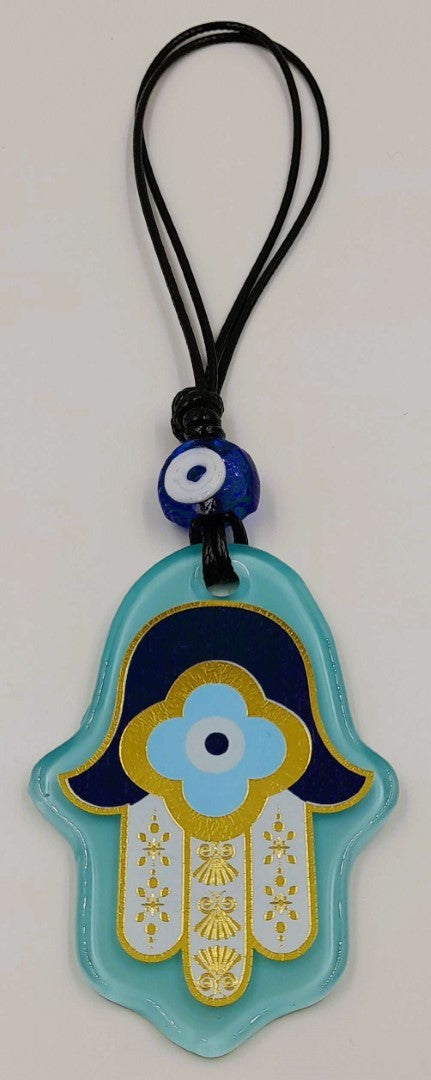Wall Hanging - Turkish Glass Hamsa with Evil Eye (Set of 3 Assorted)