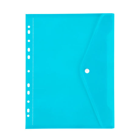 Bright marine binder pocket with right-side button closure for document storage and accessibility. Ideal for 2, 3, and 4 ring binders.
