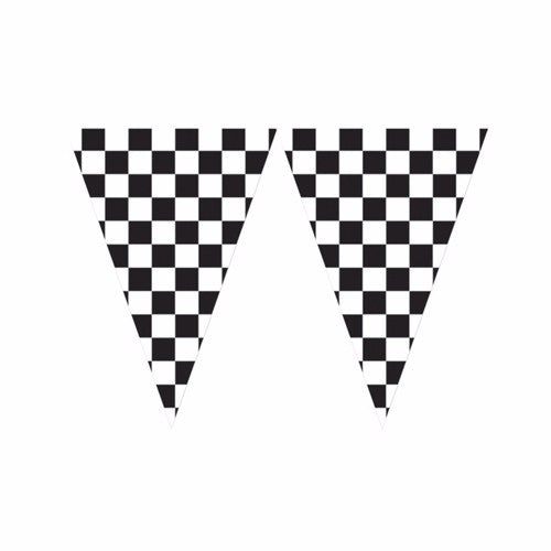 Race Black & White checkered banner, 50cm x 6m, perfect for racing events and celebrations, durable for indoor and outdoor use.