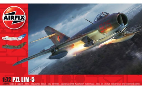 1/72 scale model of the Polish MiG-17, featuring 87 detailed parts and two scheme options for customization.