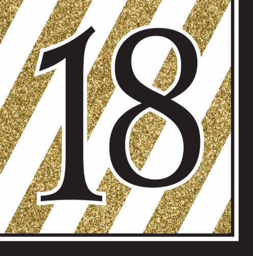 Black & Gold 18 Luncheon Napkins - Pack of 16