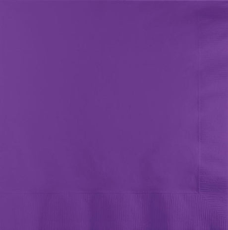 Pack of 50 Amethyst Purple 2-ply beverage napkins, 25cm x 25cm, ideal for elevating any event with style.