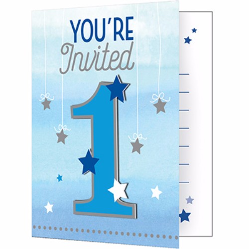One Little Star Boy Invitations 1st Birthday - Pack of 8