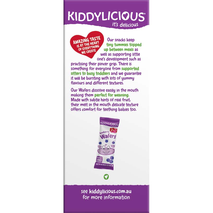 Kiddylicious Baby Snacks Wafers Blueberry 6+ Months 16g 4pack