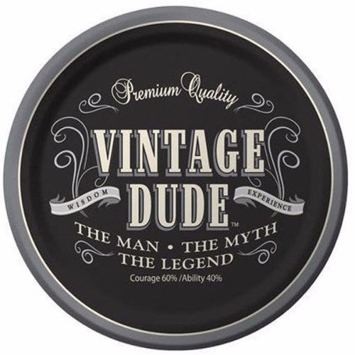 Pack of 8 Vintage Dude paper luncheon plates, 18cm, perfect for retro-themed gatherings and stylish meal service.