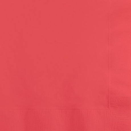 Vibrant coral luncheon napkins, 33cm x 33cm, 2-ply, pack of 50, add elegance to any dining occasion.