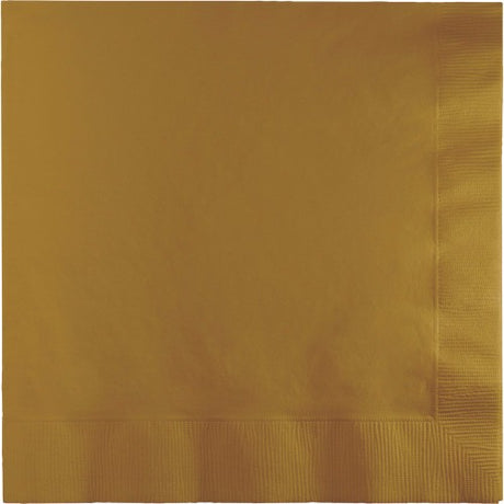 Stylish pack of 50 glittering gold luncheon napkins, 33cm x 33cm, perfect for adding glam to any celebration.