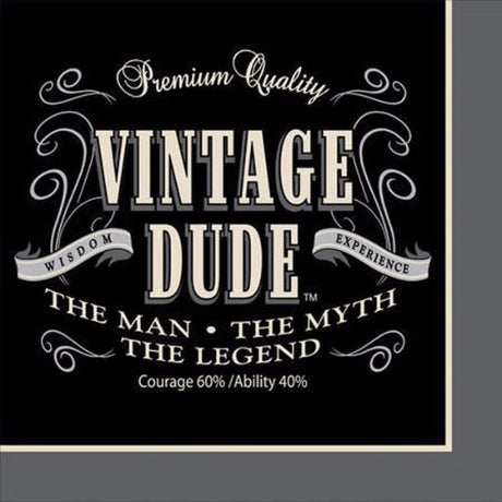 Pack of 16 Vintage Dude Luncheon Napkins featuring a retro design, perfect for stylish dining and casual gatherings.