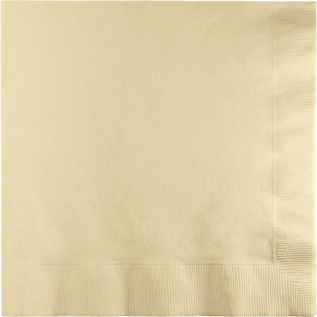 Pack of 50 ivory 2-ply luncheon napkins, 33cm x 33cm, elegant and absorbent for any dining occasion.