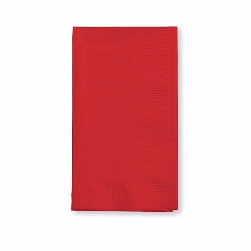 Classic red dinner napkins, 40cm x 40cm, 2-ply, pack of 50, ideal for elegant dining and special occasions.