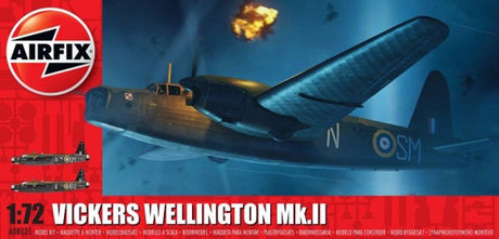 1/72 scale model of the Vickers Wellington Mk.II with Rolls Royce Merlin X engines, featuring 133 detailed plastic pieces.