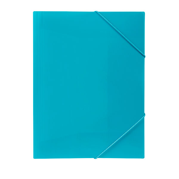 Vibrant A4 document wallet in marine color with elastic straps and expandable capacity for secure organization of papers.
