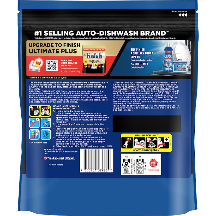 Finish Quantum Dishwasher Tablets Lemon 18pack