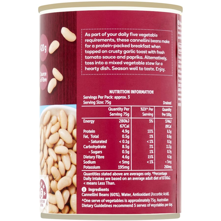 Woolworths Beans Cannellini Can 420g