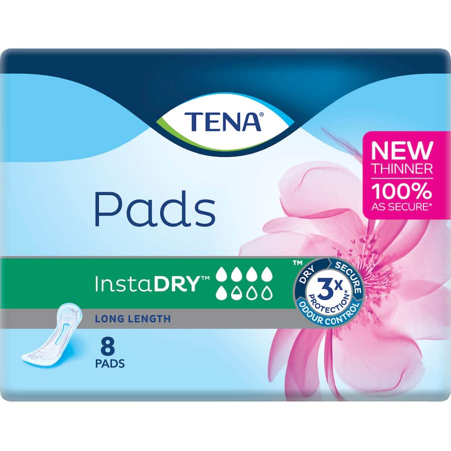 Tena Pads Instadry Long Length 8pack